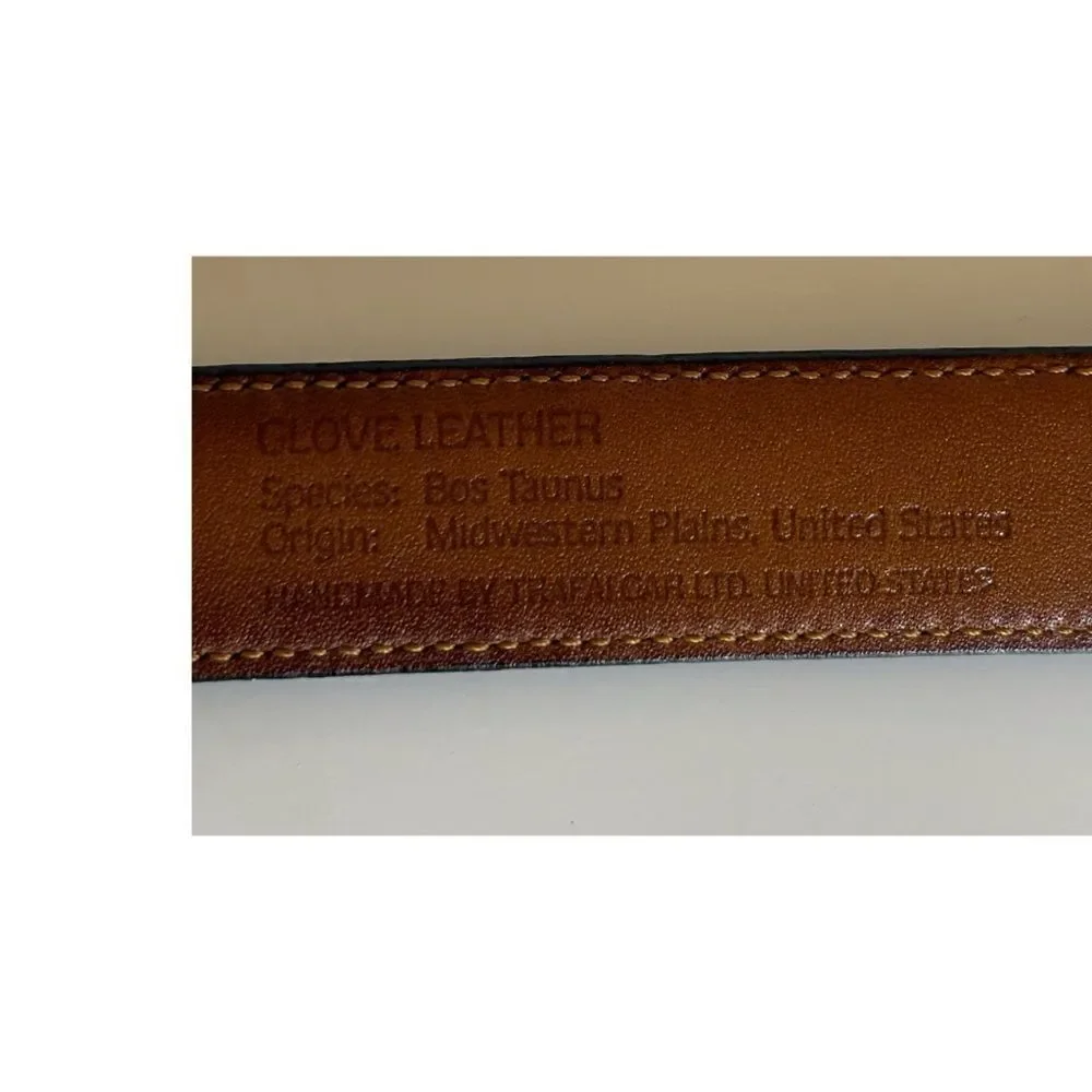 Trafalgar Sterling Silver Glove Leather Belt Size 34 in Black